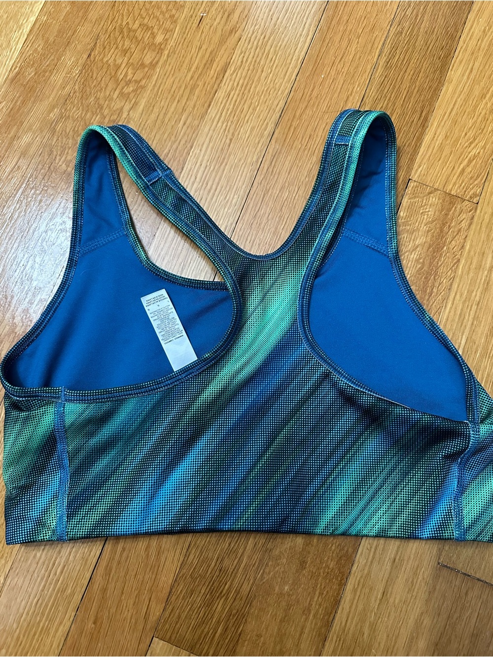 Nike Blue-Green Printed Racerback Sports Bra - Picture 3 of 4